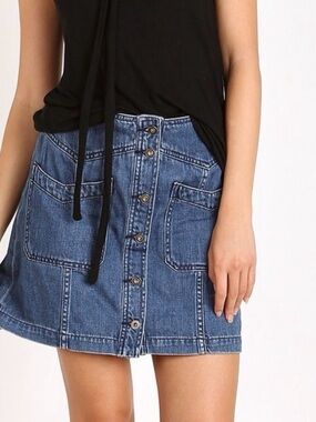 Free People Come A Little Closer Denim Mini Skirt Size 6